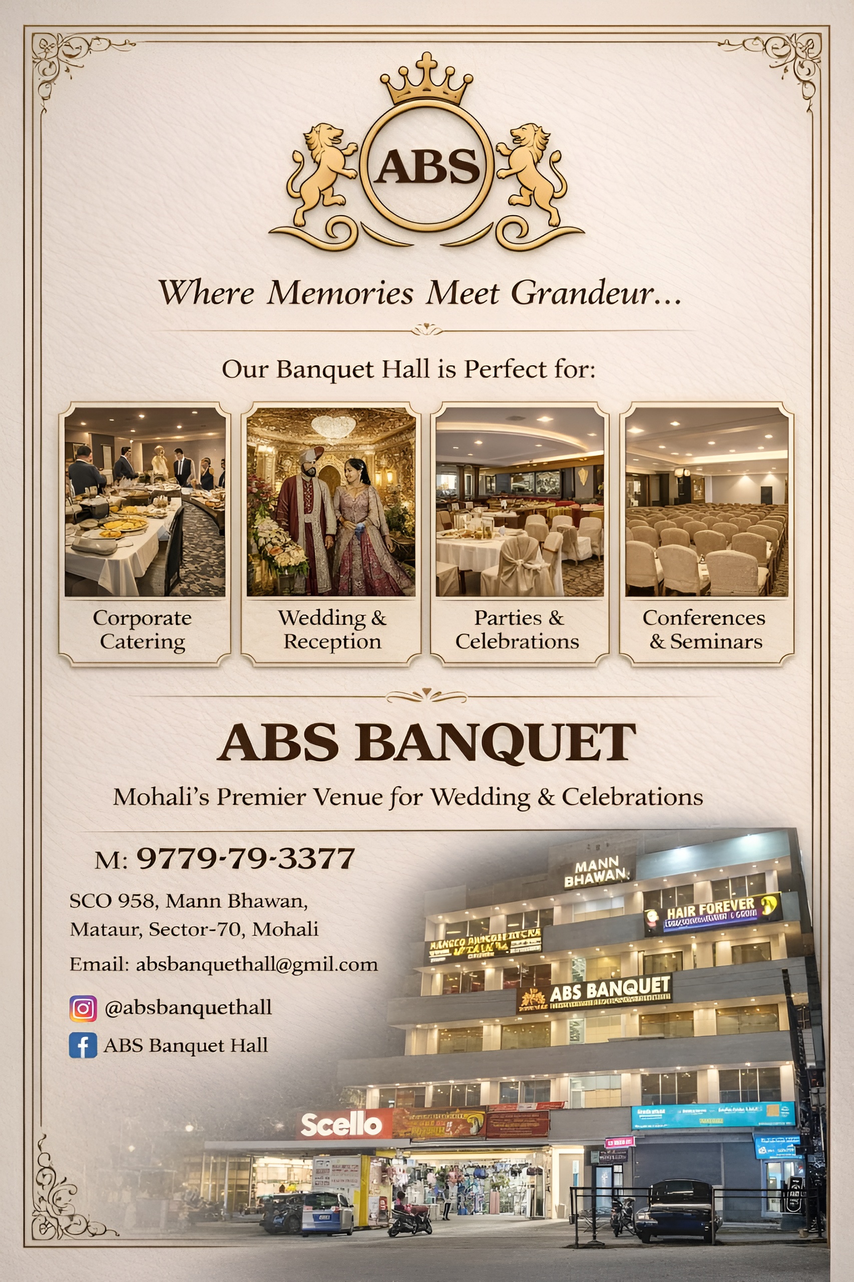 ABS Banquet Hall | Wedding Venue | Marriage Palace I All Special Occasions | Party Hall I 50-300 Persons Capacity I Mohali, Mohali — photo 8
